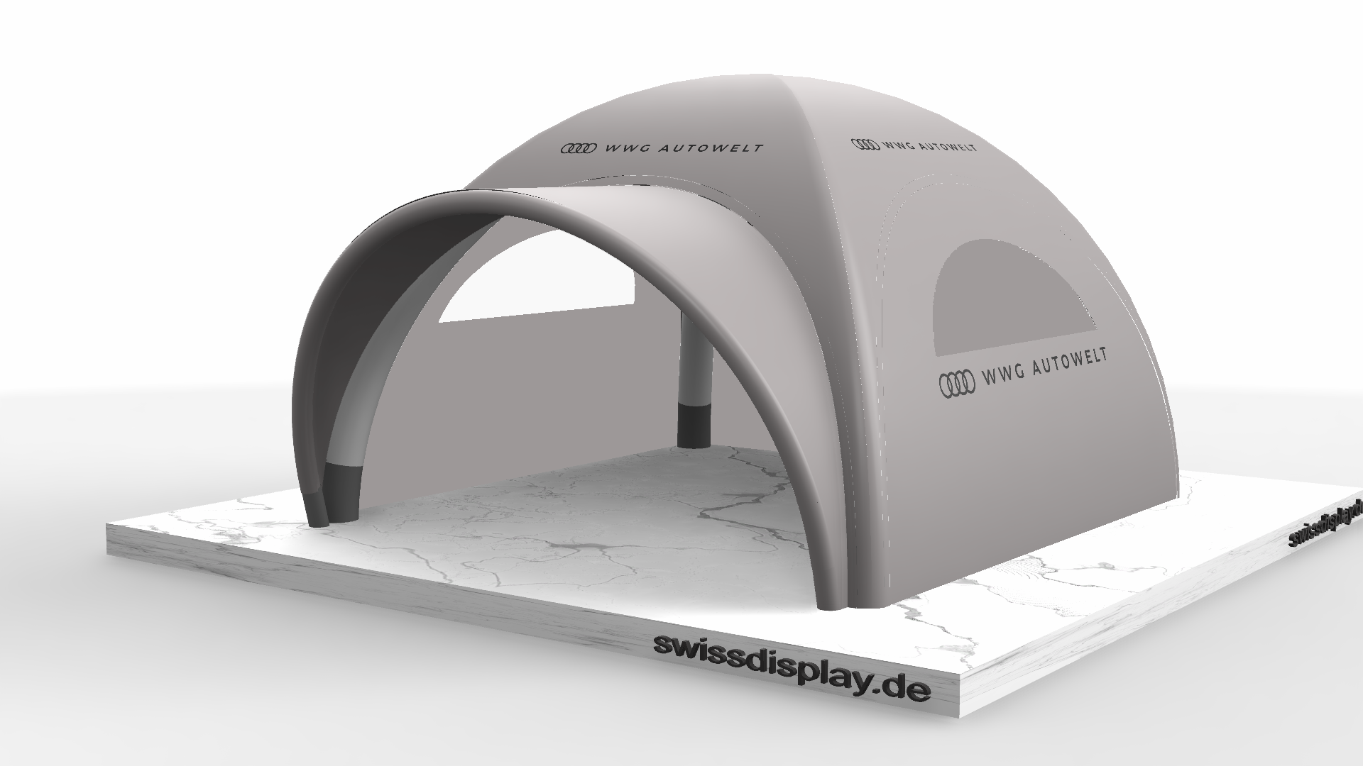 Aufblasbarer Pavillon 4x4m mit Fenstern und Vorbau