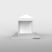 Faltpavillon 2x2 Meter Faltpavillon-2x2 Größenvergleich Fläche für 1 Counter und 2 Stehtische. Perfekt für enge Ladenpassagen.